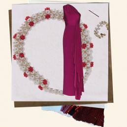 Collage of a magenta dress and accessories